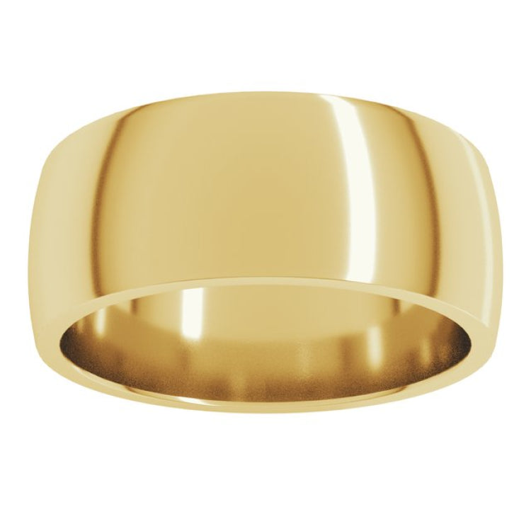10K Yellow Gold 8 mm Lightweight Comfort-Fit Half Round Band Size 10
