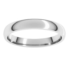 10K White Gold 3 mm Lightweight Comfort-Fit Half Round Band Size 10