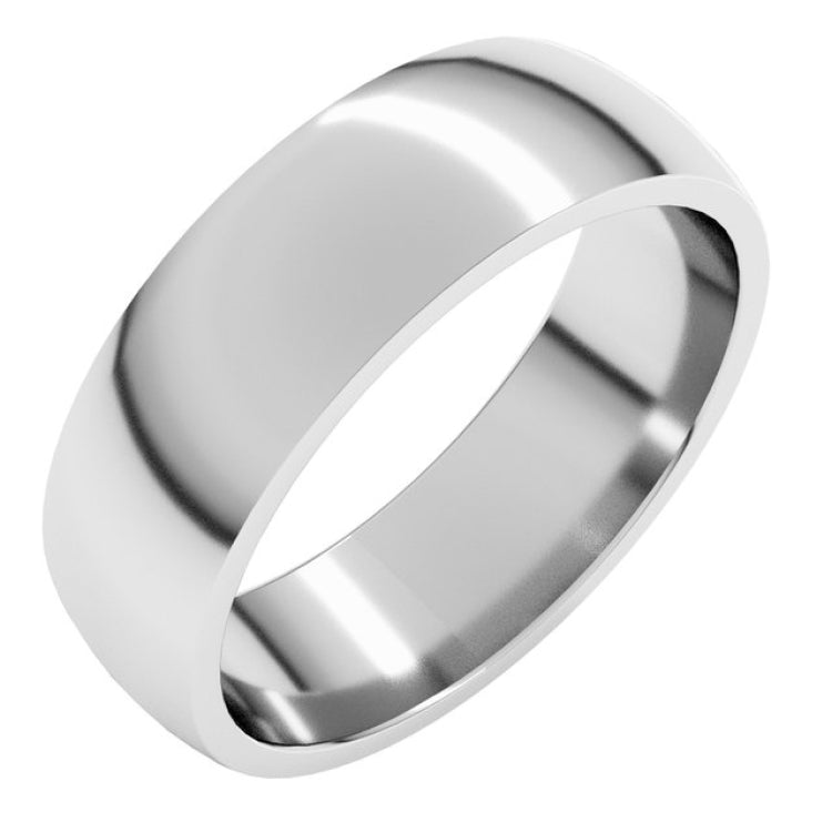 10K White Gold 6 mm Lightweight Comfort-Fit Half Round Band Size 10