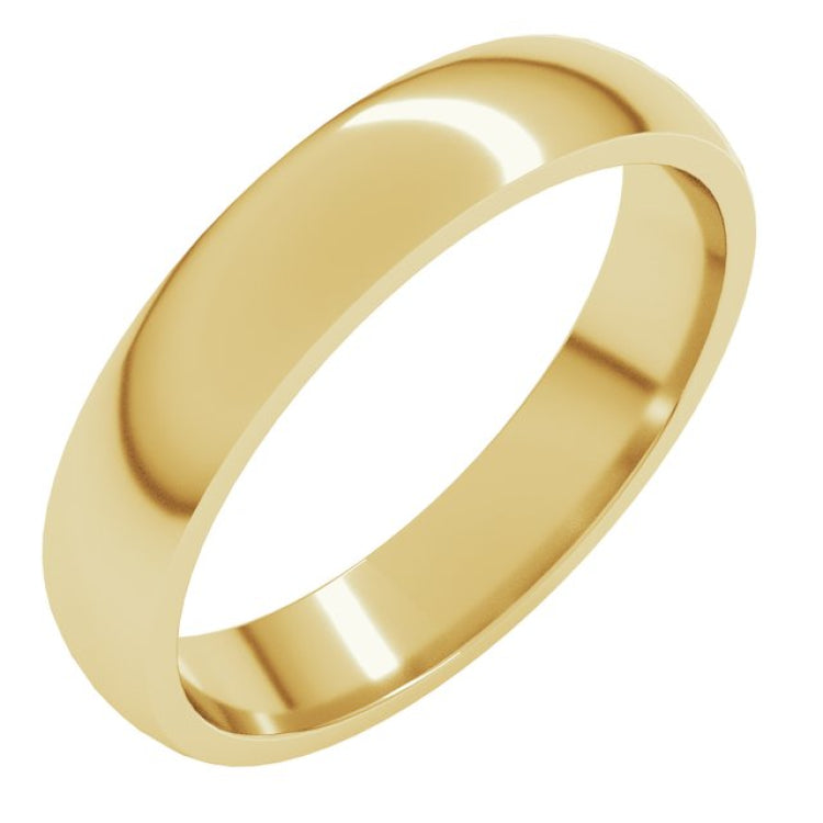 18K Yellow Gold 4 mm Lightweight Comfort-Fit Half Round Band Size 9