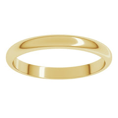 14K Yellow Gold 2.5 mm Half Round Band Size 9.5