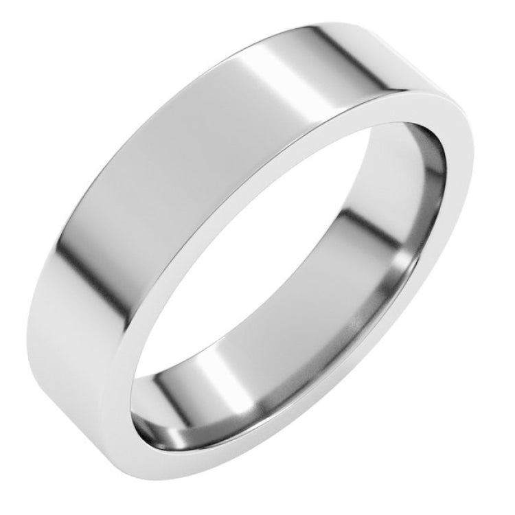 14K White Gold 5 mm Comfort-Fit Flat Band Size 6.5