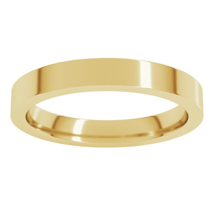 14K Yellow Gold 3 mm Comfort-Fit Flat Band Size 7.5