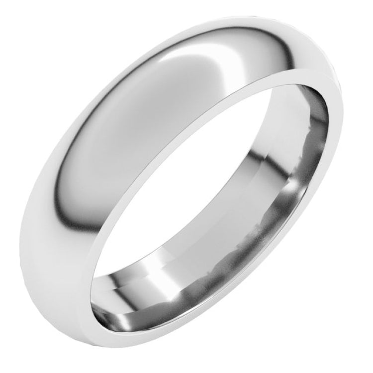 Sterling Silver 5 mm Comfort-Fit Half Round Band Size 9