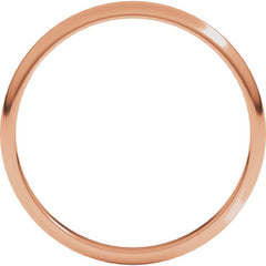14K Rose Gold 2 mm Lightweight Half Round Band Size 5.5
