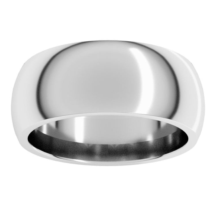 14K White Gold 8 mm Comfort-Fit Half Round Band Size 10