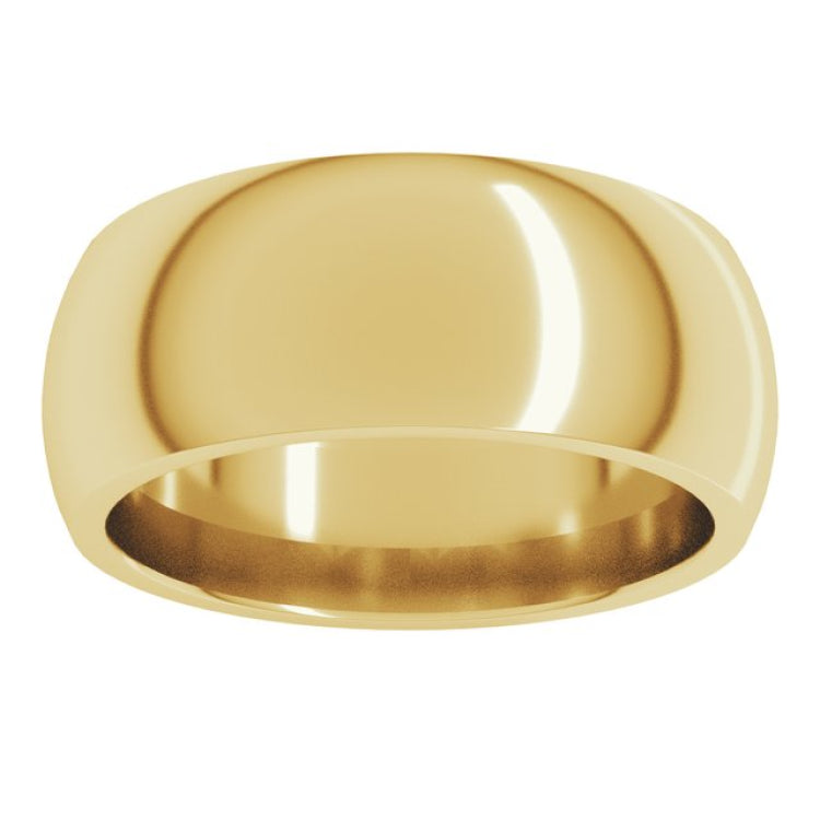 10K Yellow Gold 8 mm Comfort-Fit Half Round Band Size 11