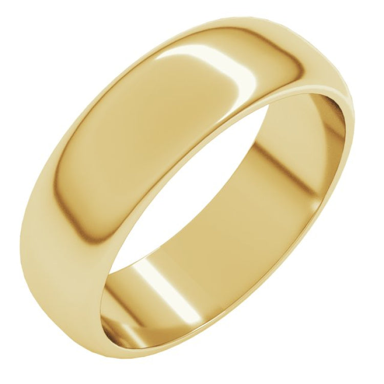 18K Yellow Gold 6 mm Half Round Band Size 10