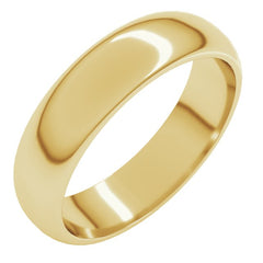 14K Yellow Gold 5 mm Half Round Band Size 12