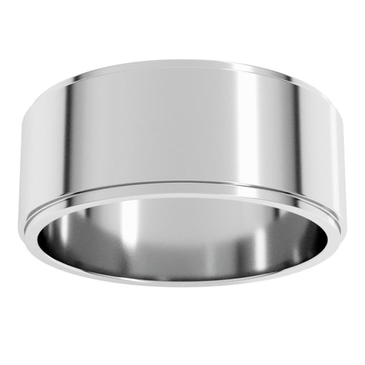 Sterling Silver 8 mm Stepped-Edge Flat Band Size 11