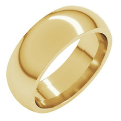 14K Yellow Gold 7 mm Comfort-Fit Half Round Band Size 6