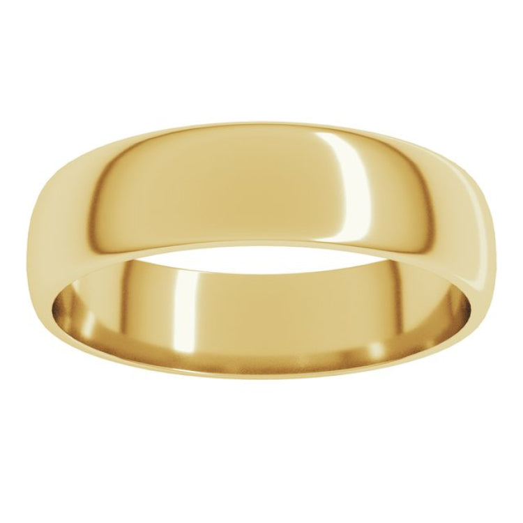 14K Yellow Gold 5 mm Lightweight Half Round Band Size 4.5