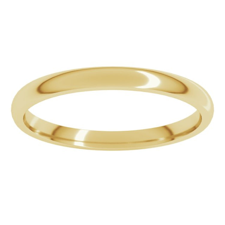 18K Yellow Gold 2 mm Lightweight Comfort-Fit Half Round Band Size 7