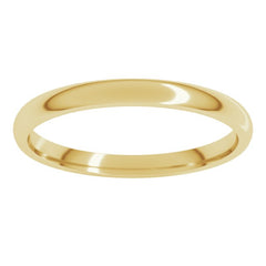 18K Yellow Gold 2 mm Lightweight Comfort-Fit Half Round Band Size 7.5