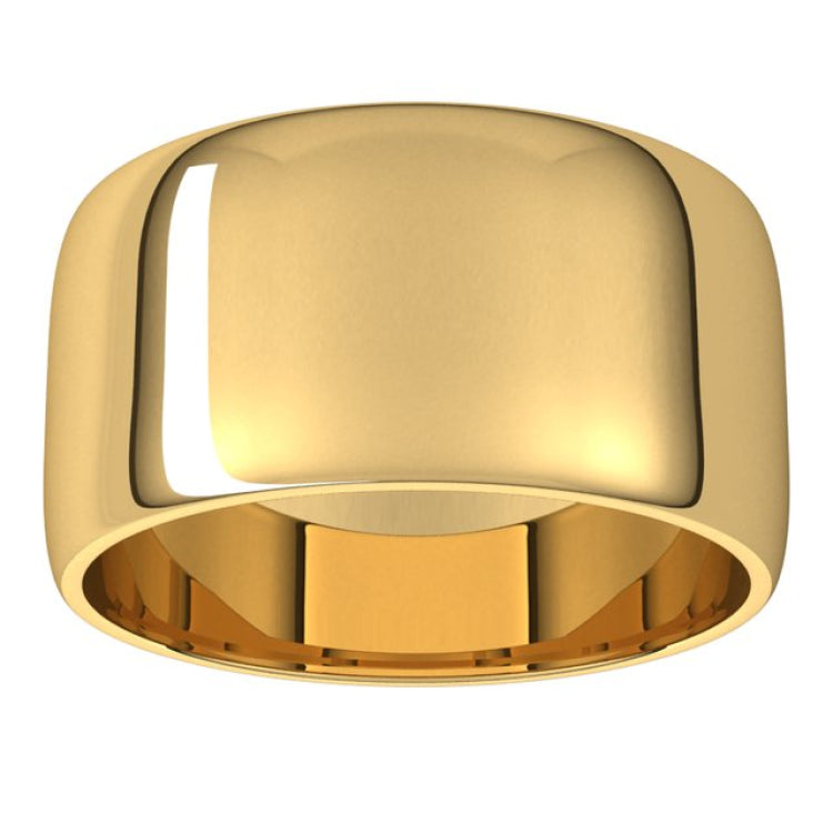 10K Yellow Gold 10 mm Lightweight Half Round Band Size 7.5
