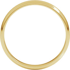 18K Yellow Gold 3 mm Lightweight Half Round Band Size 8