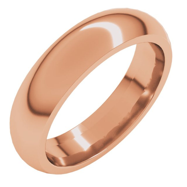 14K Rose Gold 5 mm Comfort-Fit Half Round Band Size 9.5