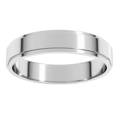 14K White Gold 4 mm Stepped-Edge Flat Band Size 7