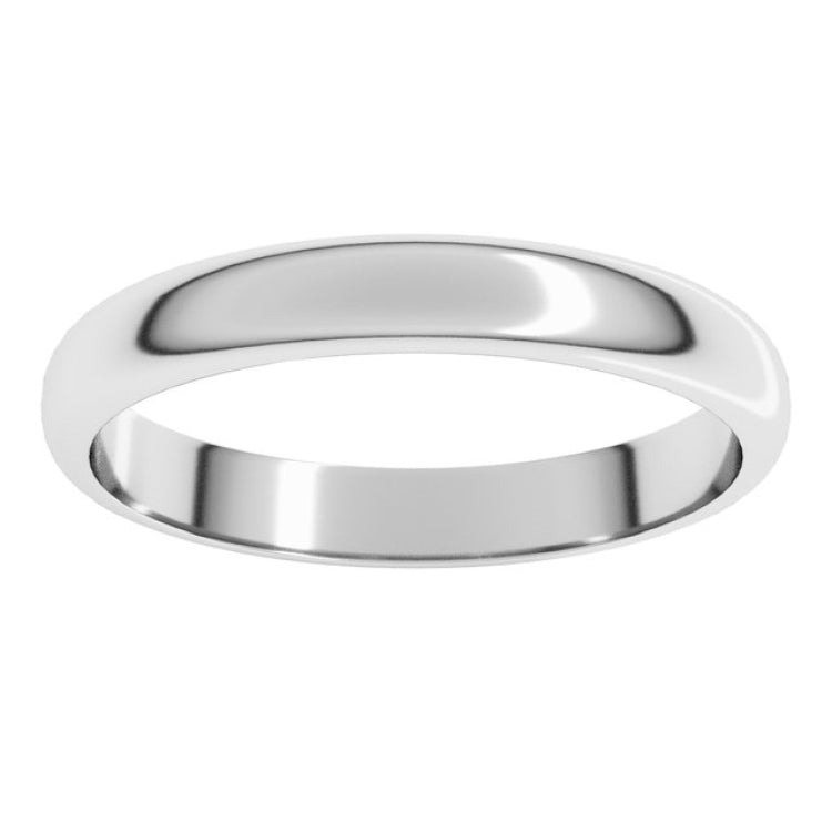Platinum 3 mm Half Round Band Size 8