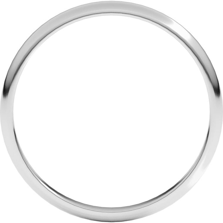 10K White Gold 2 mm Lightweight Half Round Band Size 8