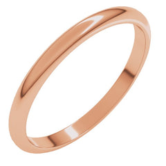 10K Rose Gold 2 mm Half Round Band Size 6