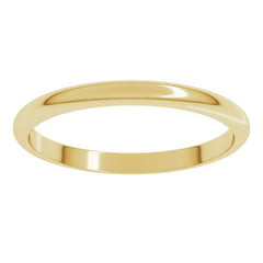 14K Yellow Gold 2 mm Half Round Band Size 6.5
