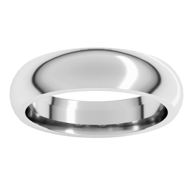 10K White Gold 5 mm Comfort-Fit Half Round Band Size 8