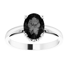 14K White Gold Natural Black Onyx Scroll Setting® Ring