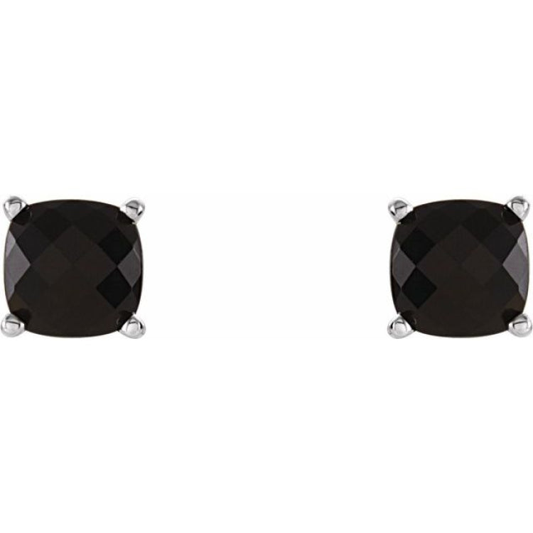 14K White Gold Natural Black Onyx Scroll Setting® Earrings