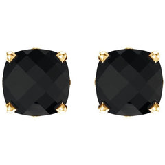 14K Yellow Gold Natural Black Onyx Scroll Setting® Earrings