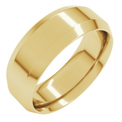 14K Yellow Gold 7 mm Beveled-Edge Comfort-Fit Flat Band Size 8