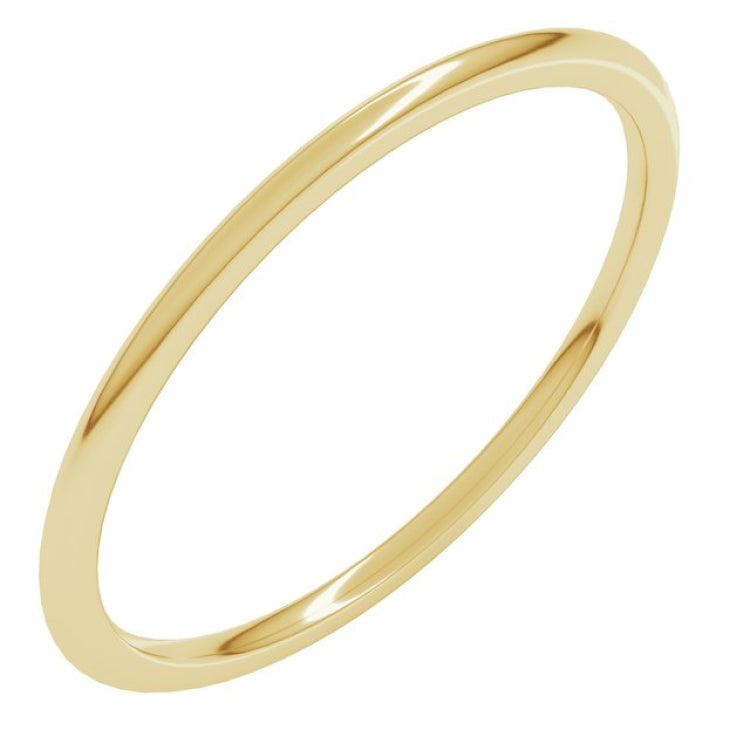 18K Yellow Gold 1 mm Lightweight Comfort-Fit Half Round Band Size 3.5