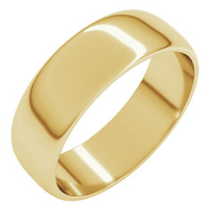 10K Yellow Gold 6 mm Lightweight Half Round Band Size 10