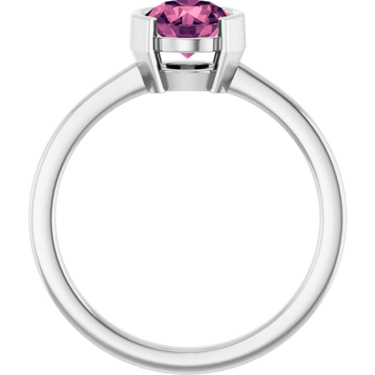 14K White Gold Natural Pink Tourmaline Ring