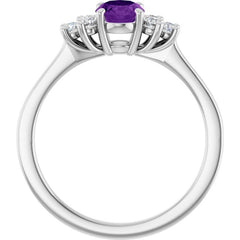 14K White Gold Natural Amethyst & 1/6 CTW Lab-Grown Diamond Ring
