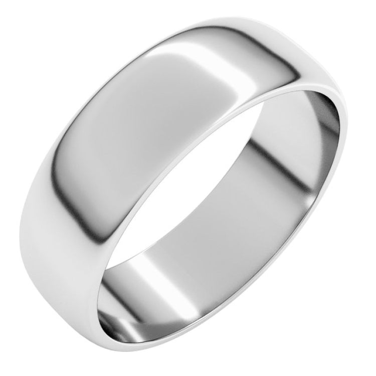 Platinum 6 mm Lightweight Half Round Band Size 9