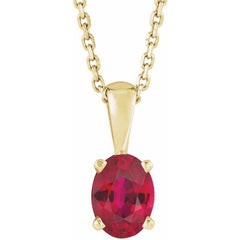 14K Yellow Gold Lab-Grown Ruby 16-18" Necklace