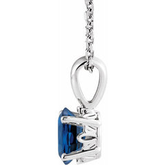 Sterling Silver Lab-Grown Blue Sapphire 16-18" Necklace