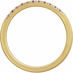 14K Yellow Gold Vermeil Natural Amethyst Stackable Ring