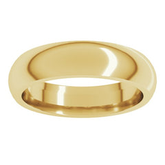 18K Yellow Gold 5 mm Comfort-Fit Half Round Band Size 11.5