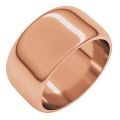 10K Rose Gold 10 mm Half Round Band Size 6