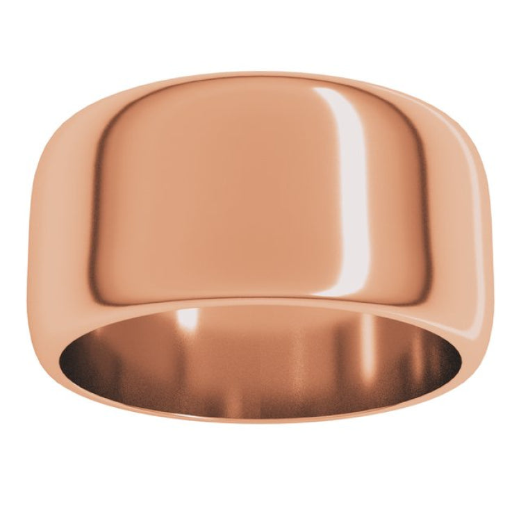 10K Rose Gold 10 mm Half Round Band Size 6