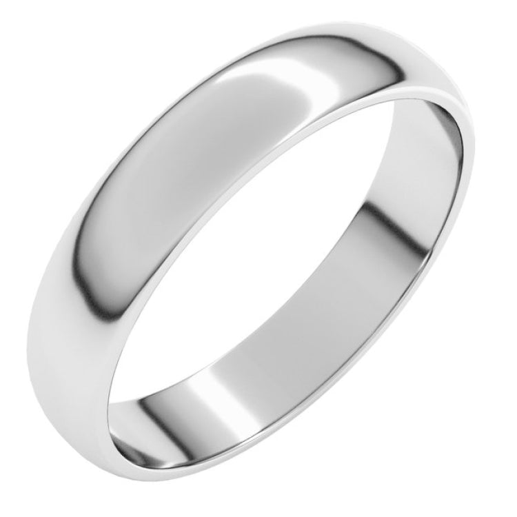 14K White Gold 4 mm Lightweight Half Round Band Size 5