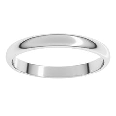 14K X1 White Gold 2.5 mm Lightweight Half Round Band Size 6.5