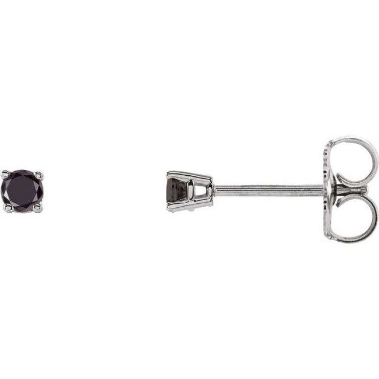 14K White Gold 1/8 CTW Natural Black Diamond Earrings
