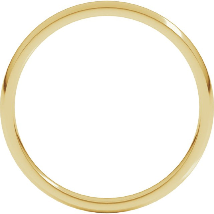 14K Yellow Gold 2 mm Lightweight Comfort-Fit Half Round Band Size 17