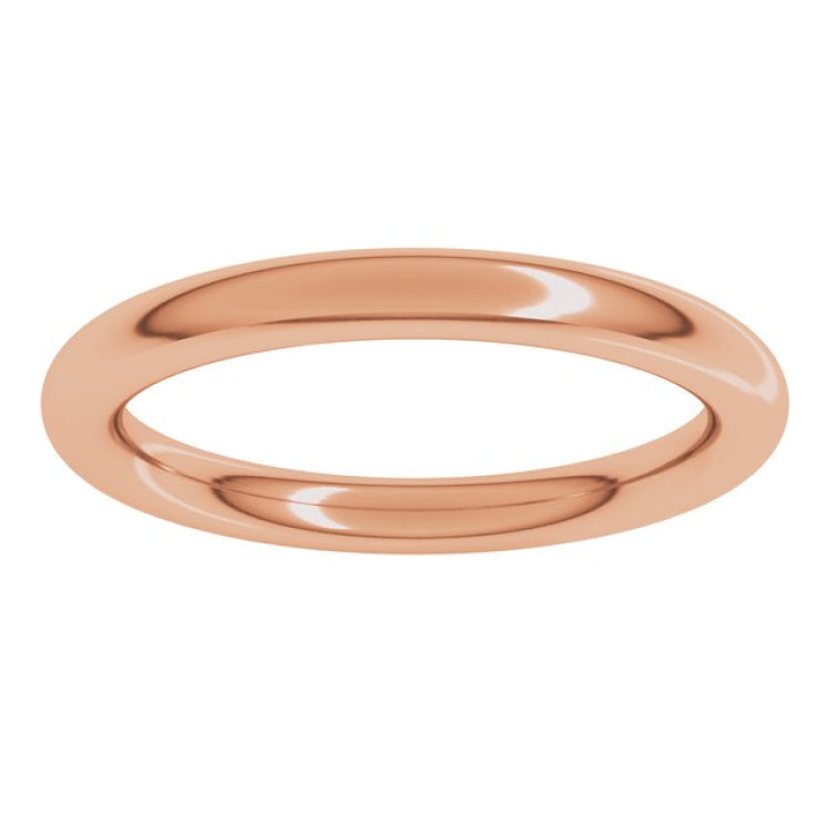 14K Rose Gold 2.5 mm Comfort-Fit Full Round Band Size 10