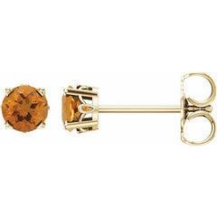 14K Yellow Gold Natural Citrine Scroll Setting® Stud Earrings