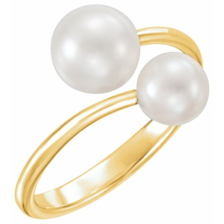 Two-Stone Pearl Bypass Ring