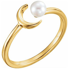 Pearl Crescent Moon Ring